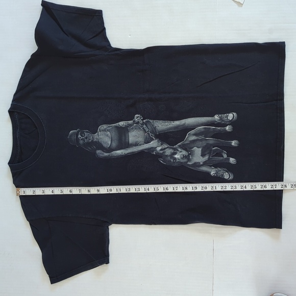 Sugar Skull Tattoo Woman with Pit Bull Short Sleeve T-Shirt Small Unisex - Picture 12 of 13